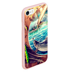 Чехол iPhone 7/8 матовый Истинный рыболов, цвет: 3D-светло-розовый — фото 2