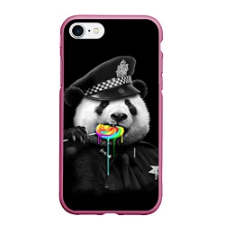 Чехол iPhone 7/8 матовый Панда с карамелью, цвет: 3D-малиновый