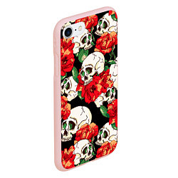 Чехол iPhone 7/8 матовый Черепки и розы, цвет: 3D-светло-розовый — фото 2