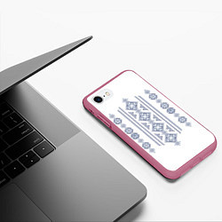 Чехол iPhone 7/8 матовый Вышивка 24, цвет: 3D-малиновый — фото 2