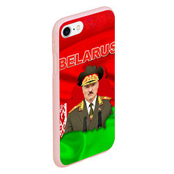 Чехол iPhone 7/8 матовый Александр Лукашенко - Беларусь, цвет: 3D-светло-розовый — фото 2
