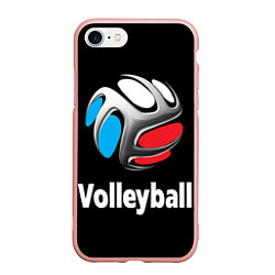 Чехол iPhone 7/8 матовый Волейбольный мяч российский триколор, цвет: 3D-светло-розовый