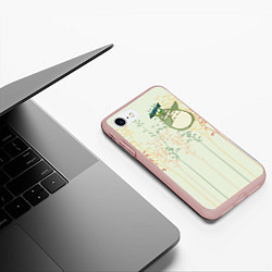 Чехол iPhone 7/8 матовый Тоторо, цвет: 3D-светло-розовый — фото 2