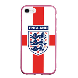 Чехол iPhone 7/8 матовый Сборная Англии, цвет: 3D-малиновый