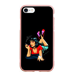 Чехол iPhone 7/8 матовый Pulp Fiction: Mia Wallace, цвет: 3D-светло-розовый