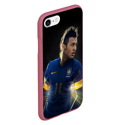 Чехол iPhone 7/8 матовый Neymar: Brasil Team, цвет: 3D-малиновый — фото 2
