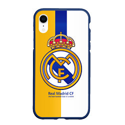 Чехол iPhone XR матовый Real Madrid CF, цвет: 3D-тёмно-синий