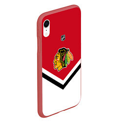 Чехол iPhone XR матовый NHL: Chicago Blackhawks, цвет: 3D-красный — фото 2
