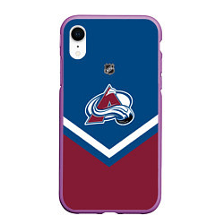 Чехол iPhone XR матовый NHL: Colorado Avalanche, цвет: 3D-фиолетовый