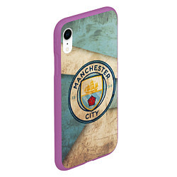 Чехол iPhone XR матовый FC Man City: Old Style, цвет: 3D-фиолетовый — фото 2