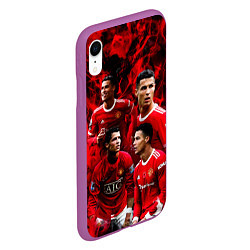 Чехол iPhone XR матовый Криштиану Роналду Манчестер Юнайтед, цвет: 3D-фиолетовый — фото 2