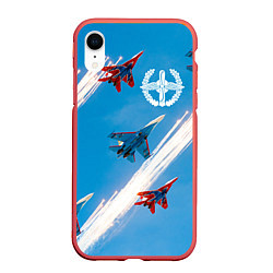 Чехол iPhone XR матовый Самолеты ВВС цвета 3D-красный — фото 1