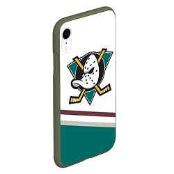 Чехол iPhone XR матовый Anaheim Ducks Selanne цвета 3D-темно-зеленый — фото 2