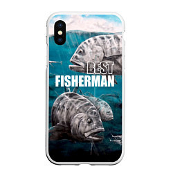 Чехол iPhone XS Max матовый Best fisherman, цвет: 3D-белый