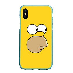 Чехол iPhone XS Max матовый Лицо Гомера, цвет: 3D-мятный