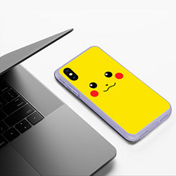 Чехол iPhone XS Max матовый Happy Pikachu, цвет: 3D-светло-сиреневый — фото 2