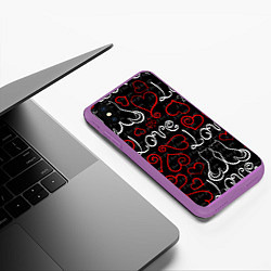 Чехол iPhone XS Max матовый Meow Love, цвет: 3D-фиолетовый — фото 2