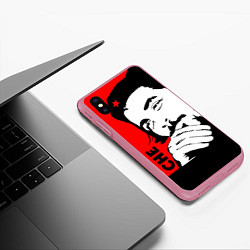 Чехол iPhone XS Max матовый Че Гевара, цвет: 3D-малиновый — фото 2