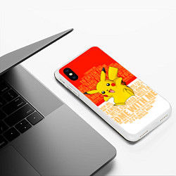 Чехол iPhone XS Max матовый Pikachu, цвет: 3D-белый — фото 2
