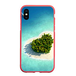 Чехол iPhone XS Max матовый Остров, цвет: 3D-красный