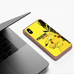 Чехол iPhone XS Max матовый Pikachu Pika Pika, цвет: 3D-коричневый — фото 2