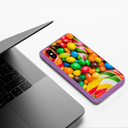 Чехол iPhone XS Max матовый Сладкие конфетки, цвет: 3D-фиолетовый — фото 2