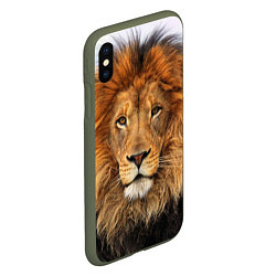 Чехол iPhone XS Max матовый Красавец лев, цвет: 3D-темно-зеленый — фото 2