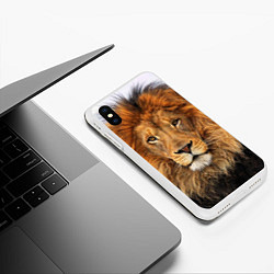 Чехол iPhone XS Max матовый Красавец лев, цвет: 3D-белый — фото 2