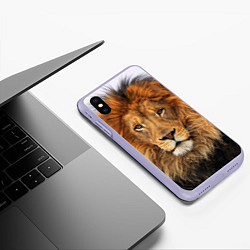 Чехол iPhone XS Max матовый Красавец лев, цвет: 3D-светло-сиреневый — фото 2