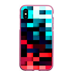 Чехол iPhone XS Max матовый Pixel Color, цвет: 3D-малиновый