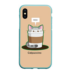 Чехол iPhone XS Max матовый Catpuccino, цвет: 3D-мятный