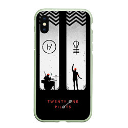 Чехол iPhone XS Max матовый Twenty One Pilots: Lines, цвет: 3D-салатовый