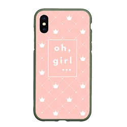 Чехол iPhone XS Max матовый Oh, girl, цвет: 3D-темно-зеленый