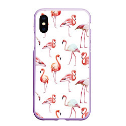 Чехол iPhone XS Max матовый Действия фламинго, цвет: 3D-сиреневый