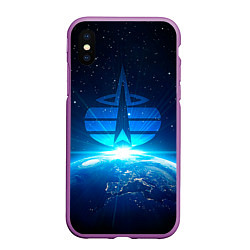 Чехол iPhone XS Max матовый Космические войска, цвет: 3D-фиолетовый