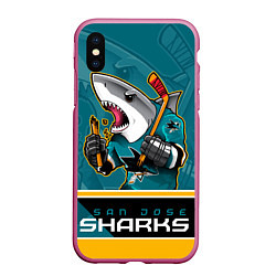 Чехол iPhone XS Max матовый San Jose Sharks, цвет: 3D-малиновый