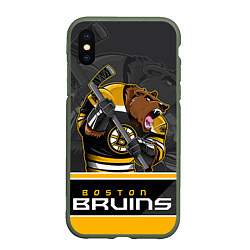 Чехол iPhone XS Max матовый Boston Bruins, цвет: 3D-темно-зеленый