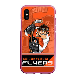 Чехол iPhone XS Max матовый Philadelphia Flyers, цвет: 3D-малиновый