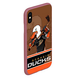 Чехол iPhone XS Max матовый Anaheim Ducks, цвет: 3D-малиновый — фото 2