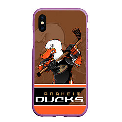Чехол iPhone XS Max матовый Anaheim Ducks, цвет: 3D-фиолетовый