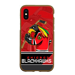 Чехол iPhone XS Max матовый Chicago Blackhawks, цвет: 3D-коричневый