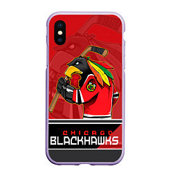 Чехол iPhone XS Max матовый Chicago Blackhawks, цвет: 3D-светло-сиреневый