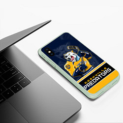 Чехол iPhone XS Max матовый Nashville Predators, цвет: 3D-салатовый — фото 2