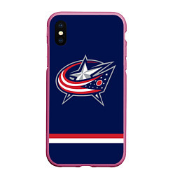 Чехол iPhone XS Max матовый Columbus Blue Jackets, цвет: 3D-малиновый