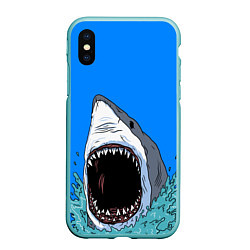 Чехол iPhone XS Max матовый Акулий рык, цвет: 3D-мятный