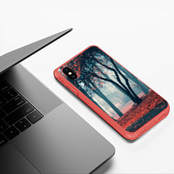 Чехол iPhone XS Max матовый Осень, цвет: 3D-красный — фото 2