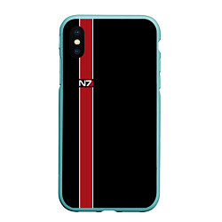 Чехол iPhone XS Max матовый Mass Effect N7, цвет: 3D-мятный