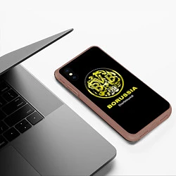 Чехол iPhone XS Max матовый Borussia Dortmund, цвет: 3D-коричневый — фото 2