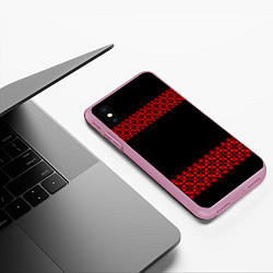Чехол iPhone XS Max матовый Славянский орнамент (на чёрном), цвет: 3D-розовый — фото 2
