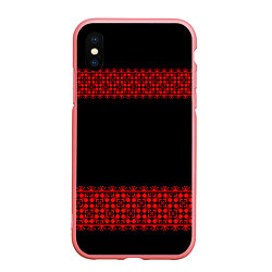 Чехол iPhone XS Max матовый Славянский орнамент (на чёрном), цвет: 3D-баблгам